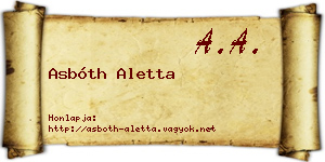 Asbóth Aletta névjegykártya