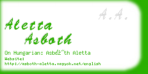 aletta asboth business card